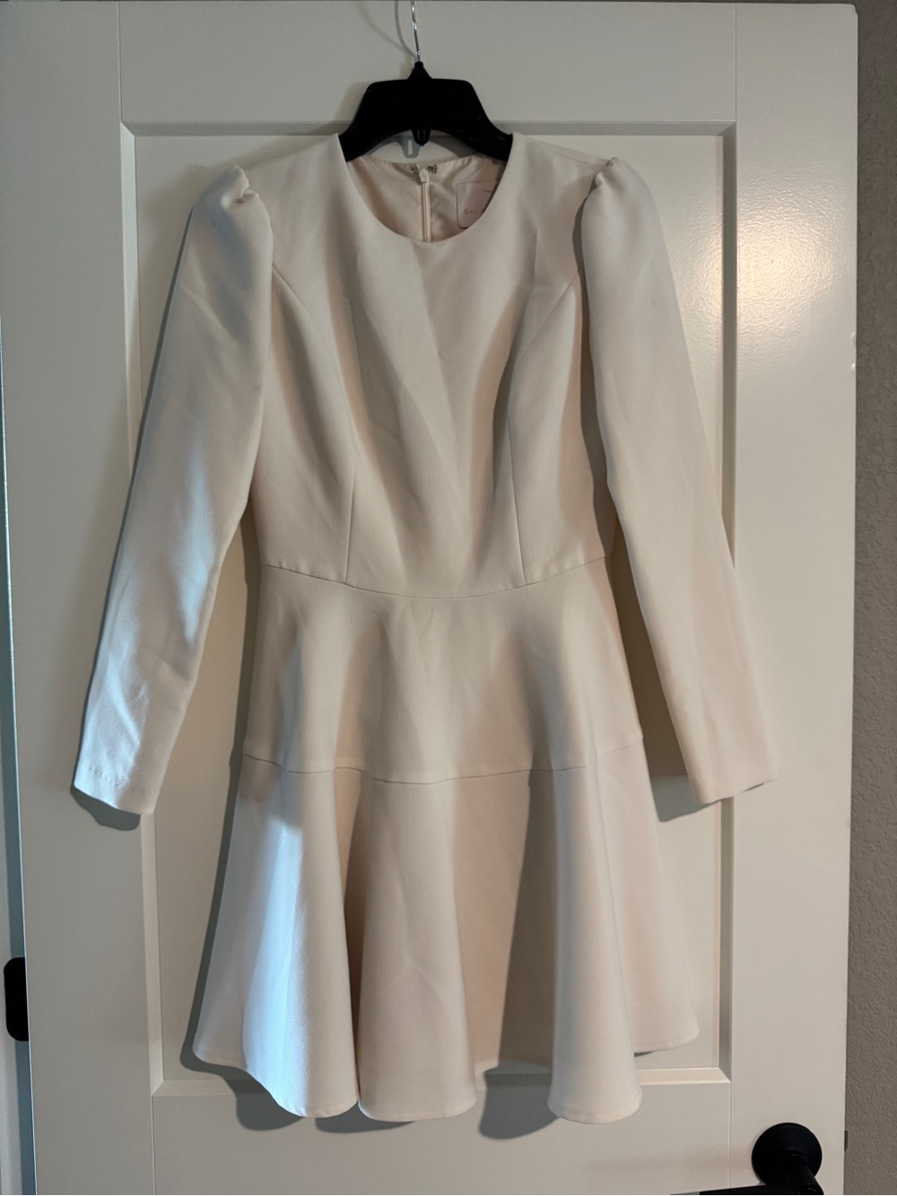 Gal Meets Glam Cream Long-Sleeve Fit-and-Flare Dress